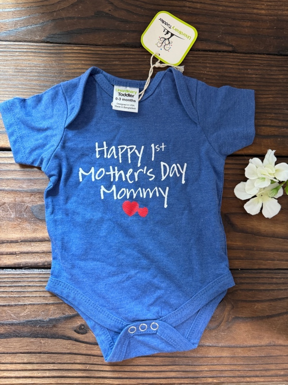 Blue "Happy 1st Mother's Day Mommy" One-Piece Bodysuit